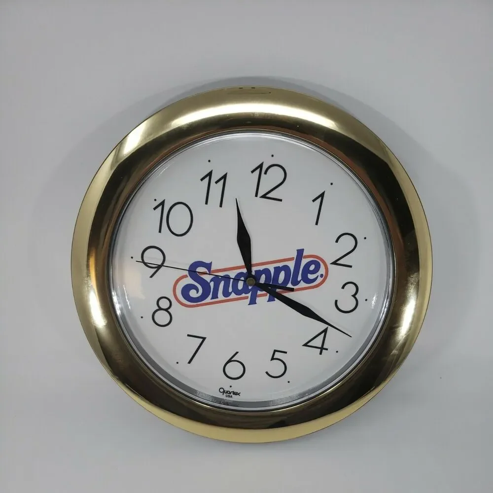 Snapple Round Wall Clock  Gold Vintage 1990s Rare Collectible New in Box 11